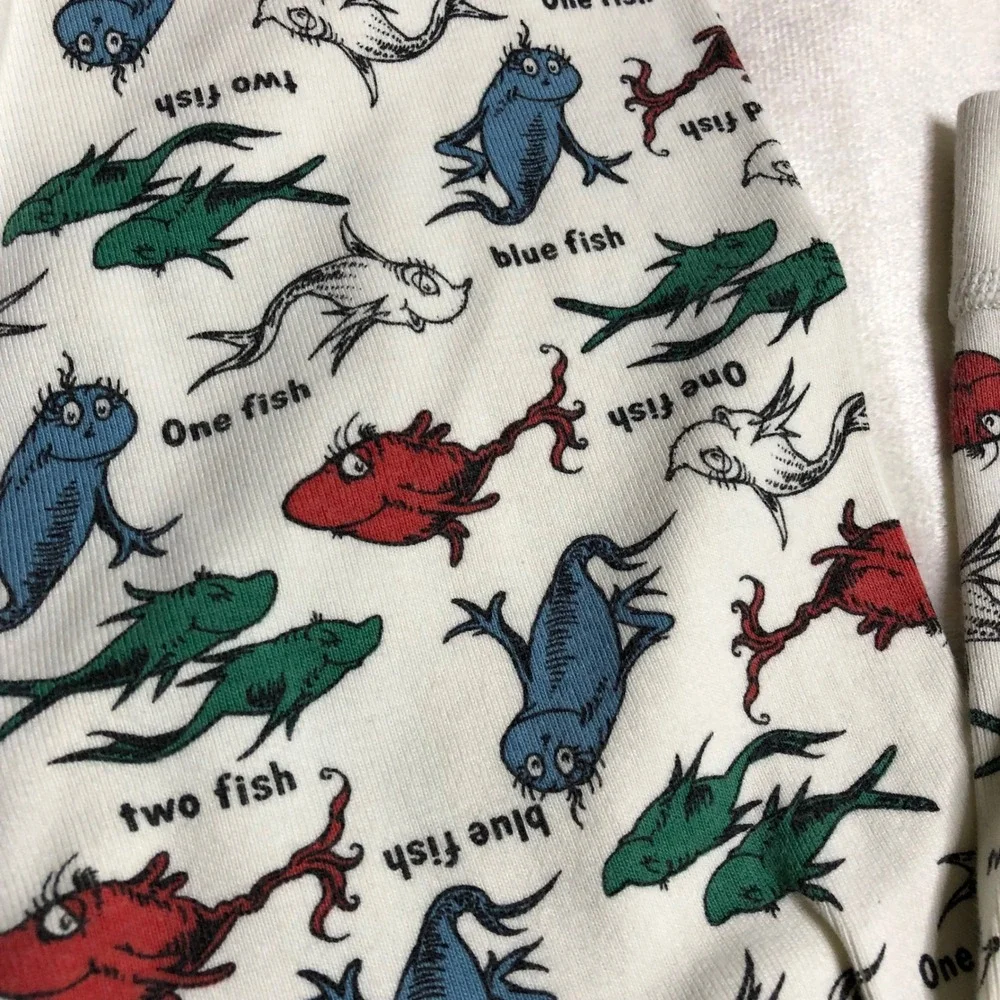 Hanna Andersson Dr. Seuss One Fish Two Fish Organic Cotton Pajamas Kids 14 160cm
